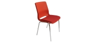 Stabelstole Ana med krom stel, rød plastskal og Oxford stof nr. 21 på sædet