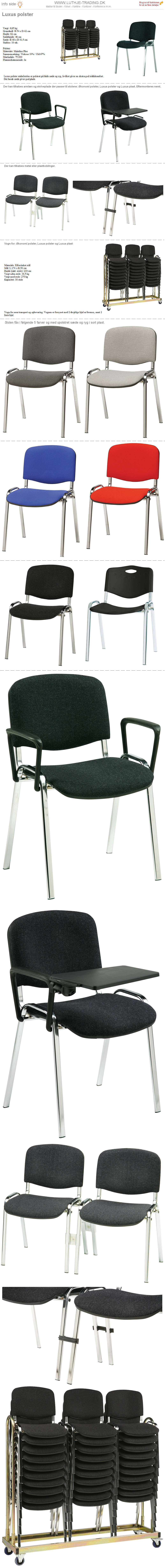 Stabelstole Luxus polster med sort stof med grå nister