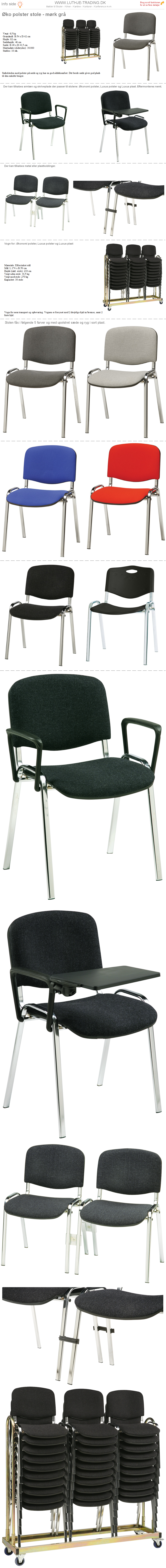 Stabelstole Øko polster med mørkegrå stof